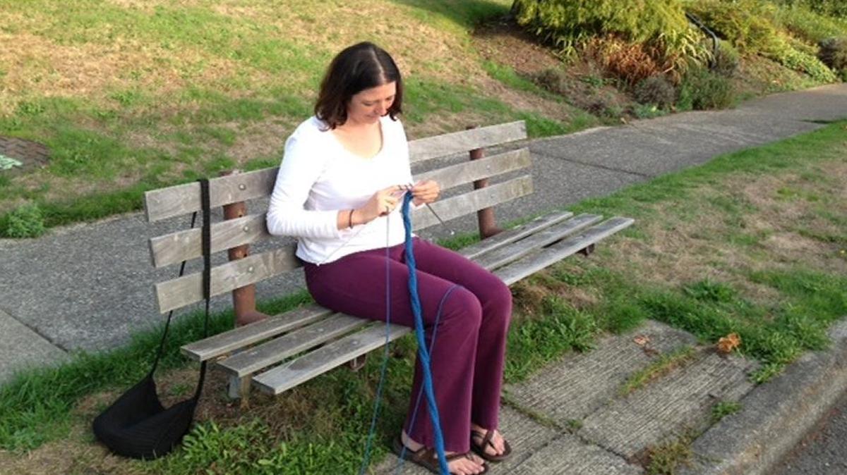Christen Mattix, who knitted a rope of yarn from 16th Street on Bellingham’s South Hill to the Taylor Avenue Dock, is the centerpiece of Harvey Schwartz’s film, “Spark.” The film will be shown at “12 Minutes Max,” Nov. 6-8 at Firehouse Performing Arts Center.