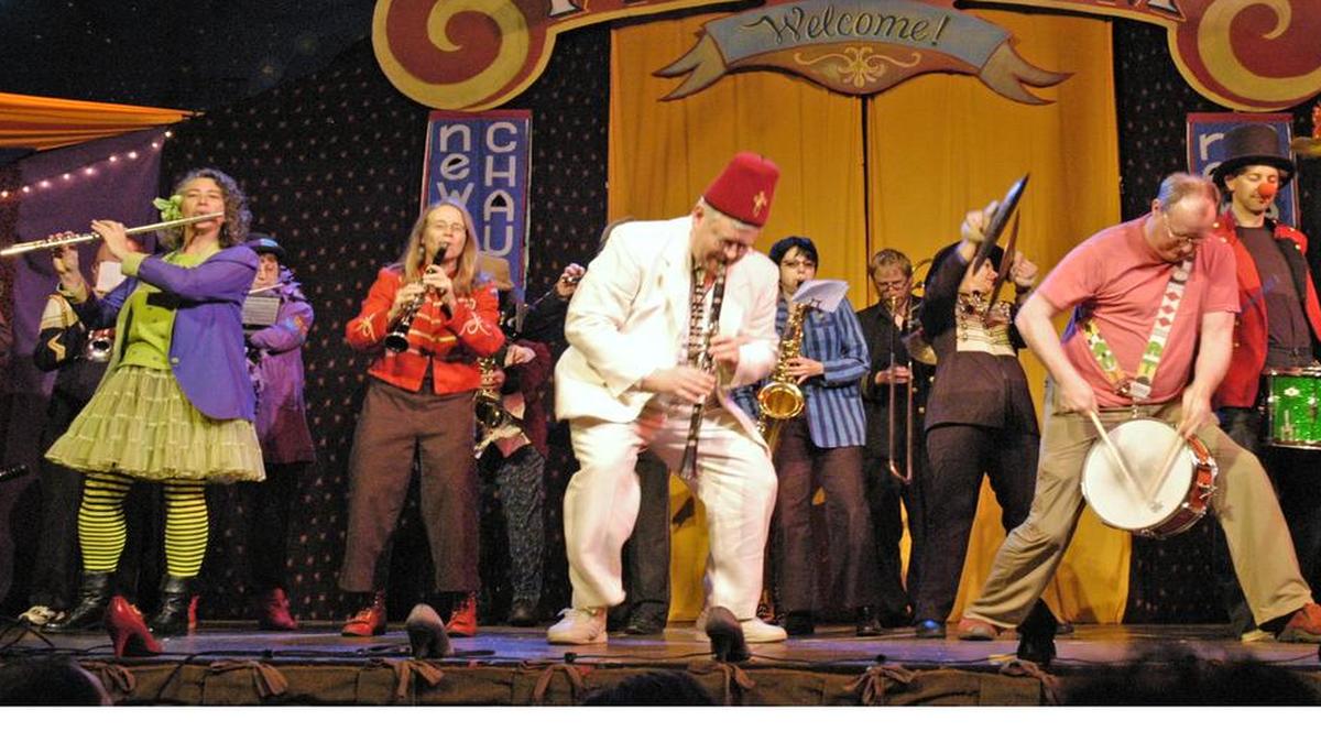 
The Fighting Instruments of Karma Marching Band performs with the New Old Time Chautauqua on June 17 at the Bellingham Circus Guild.
