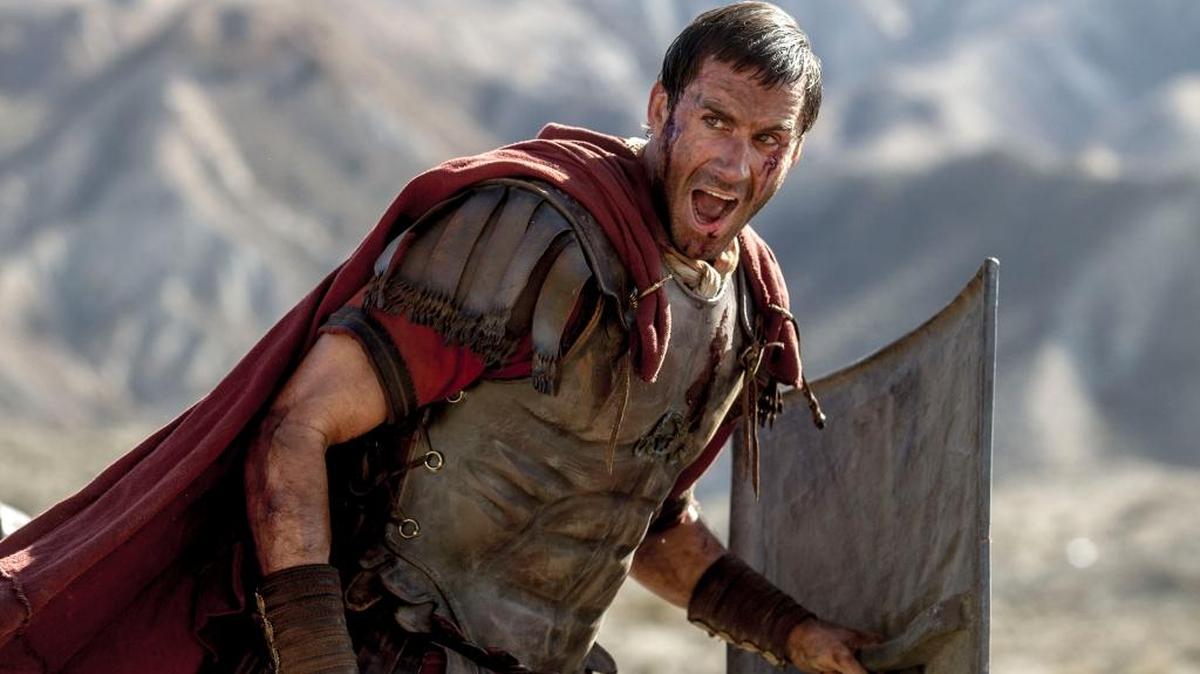 Clavius (Joseph Fiennes) leads his Roman soldiers during the zealot battle in “Risen,” directed by Kevin Reynolds.