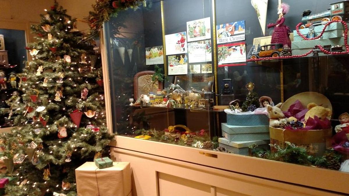 Period Christmas toys and decorations adorn Skagit County Historical Museum in La Conner.