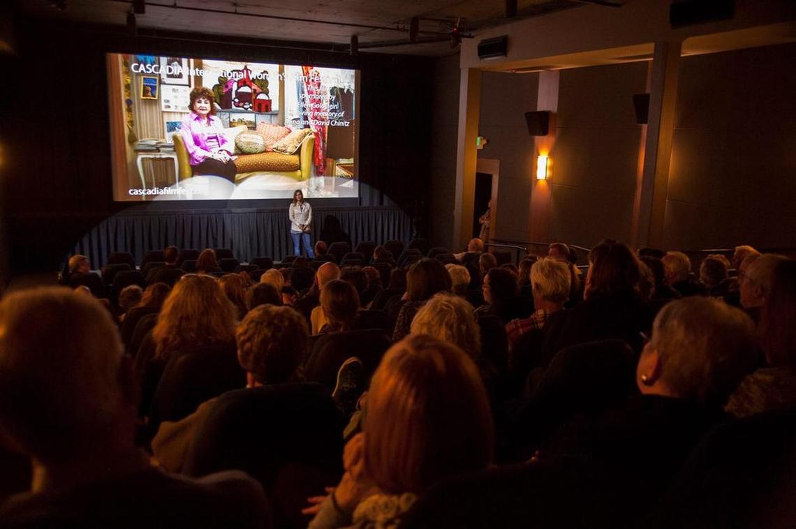 Director Leah Warshawski answers questions after the screening of her documentary "Big Sonia" at the CASCADIA International Film Festival in 2017.
