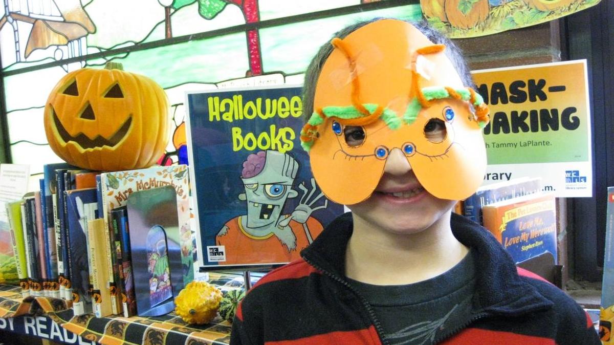 
Children can make Halloween masks of all sorts.
