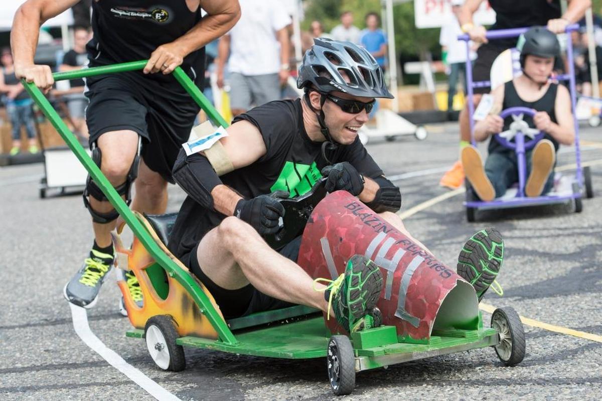 Competitors in the Lynde 500 push-kart derby race in 2014. The 2016 race is at 11 a.m. Monday, Sept. 5, at Fourth and Grover streets, in Lynden
