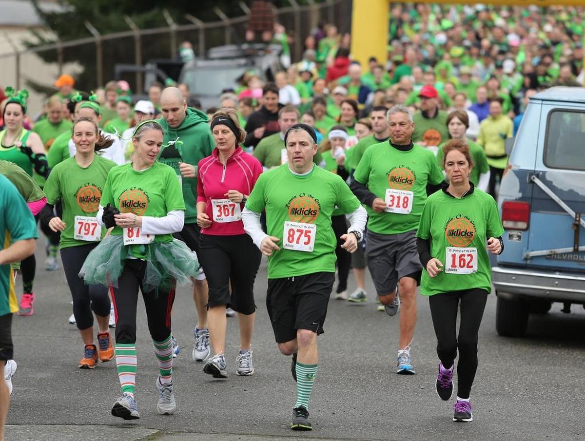 Hundreds of people ran or walked the Runnin’ O’ the Green race in 2013.