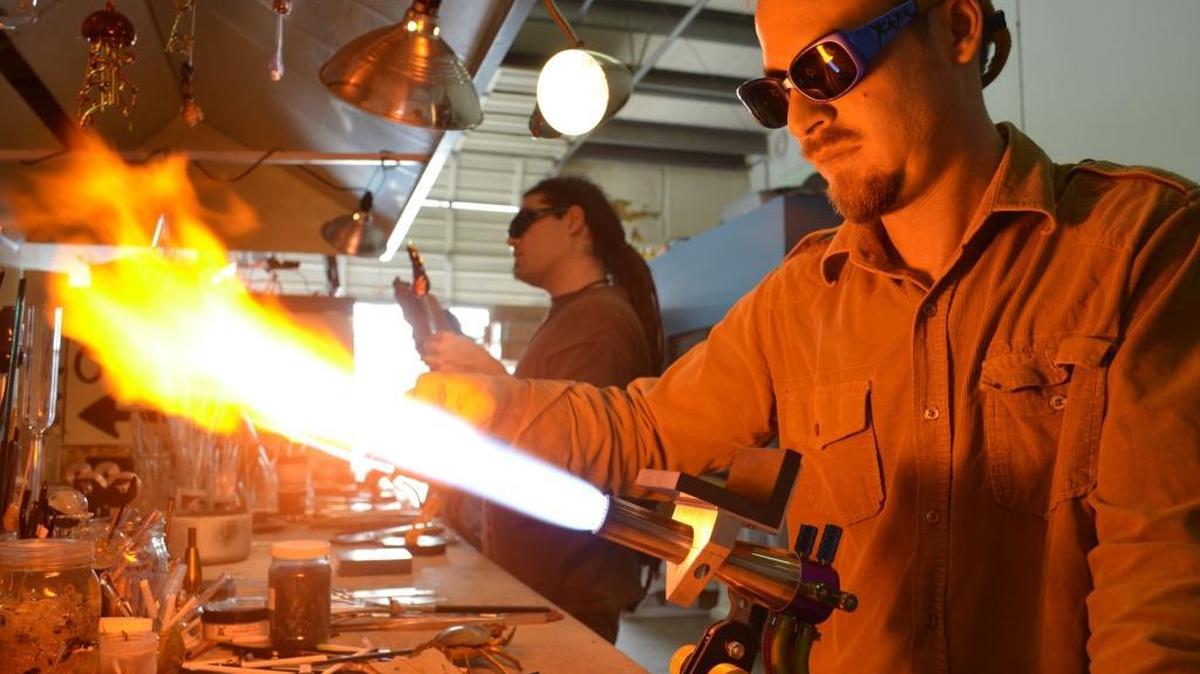 Joseph Skar works in his glass studio on Pacific street in Bellingham during the 2013 Whatcom Artist Studio Tour. This year’s tour continues Saturday and Sunday, Oct. 8-9.