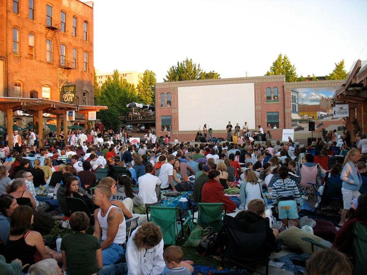 A crowd gathers for a recent film at the Fairhaven Outdoor Cinema.