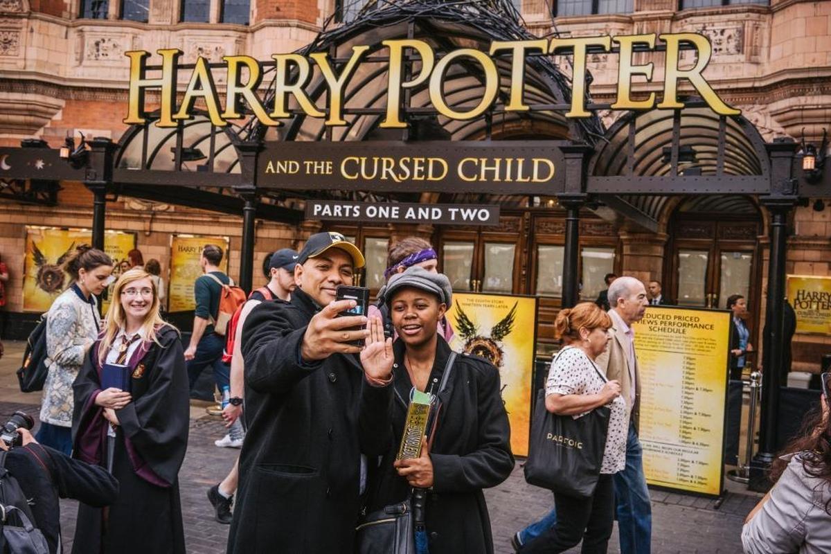The scene outside the Palace Theatre in London on the first night of previews for “Harry Potter and the Cursed Child,” on June 7.
