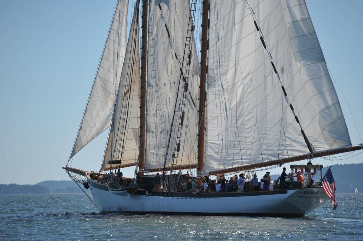 The schooner Zodiac sails in Bellingham Bay in 2013.