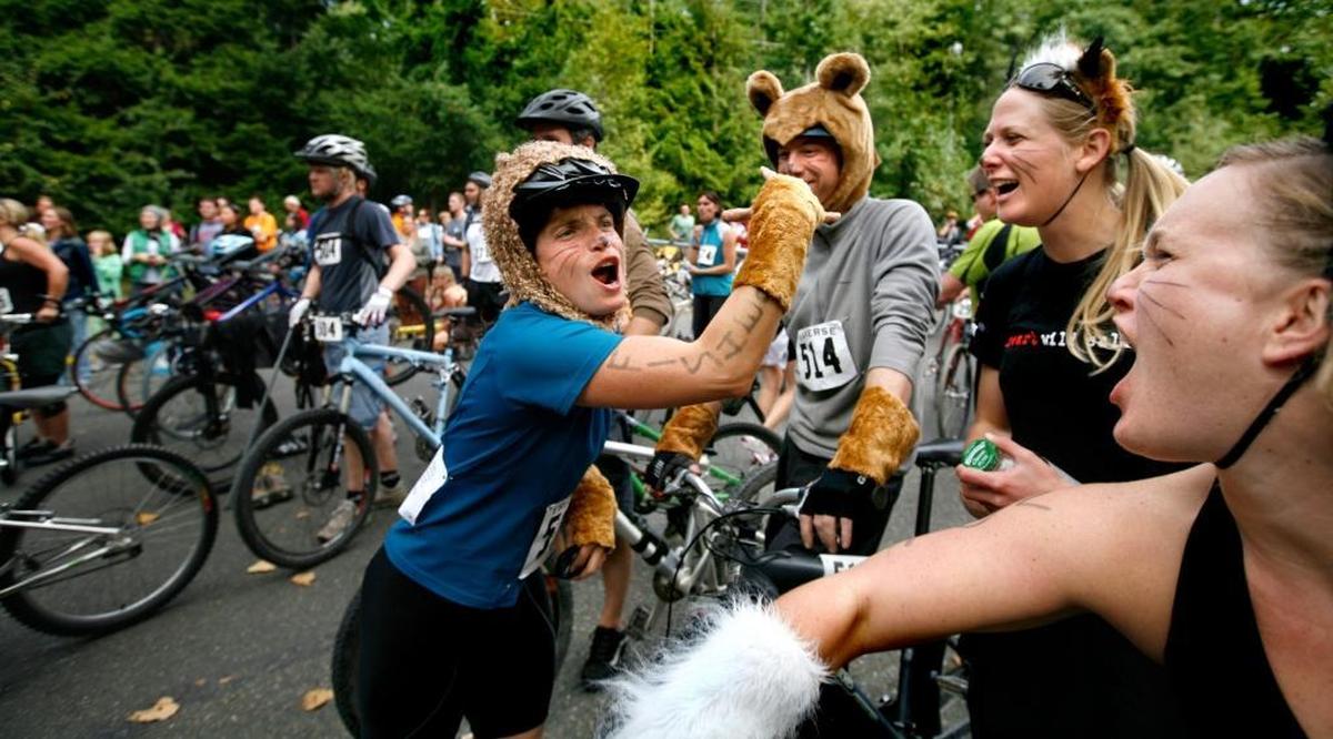 Bellingham Traverse competitors get into the spirit of the event, wearing animal costumes during the 2008 race.
