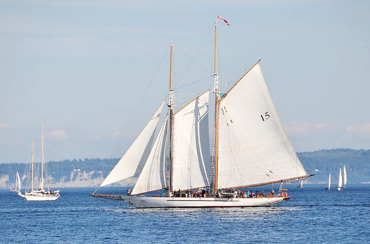 Adventuress is shown at the Port Townsend Wooden Boat Festival in September 2013.