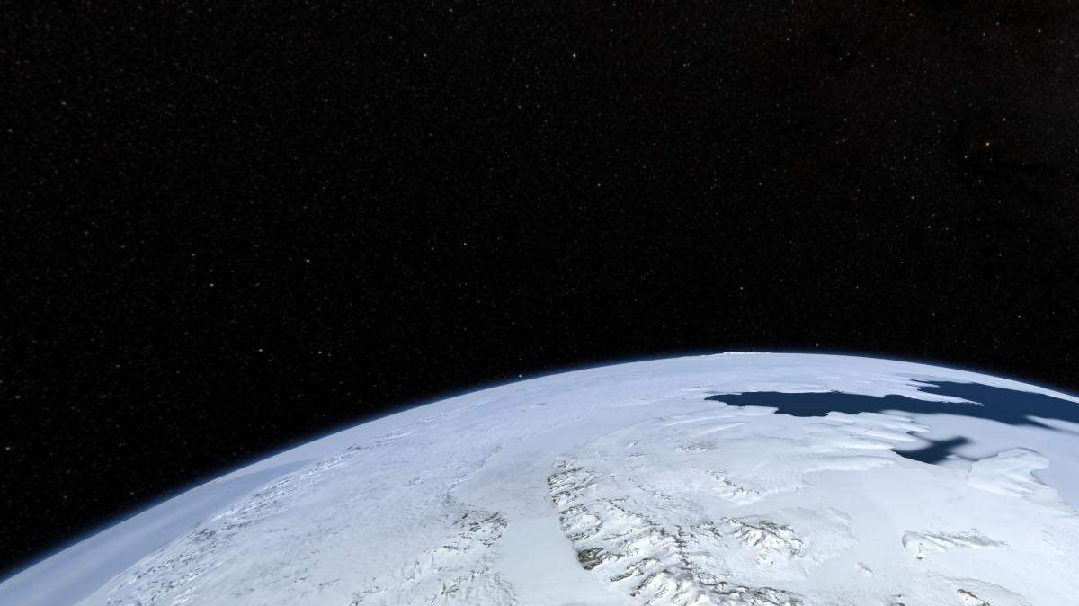 This still from "Dynamic Earth," a planetarium show to be shown at Western Washington University on Thursday, March 17, shows sea ice on Earth.