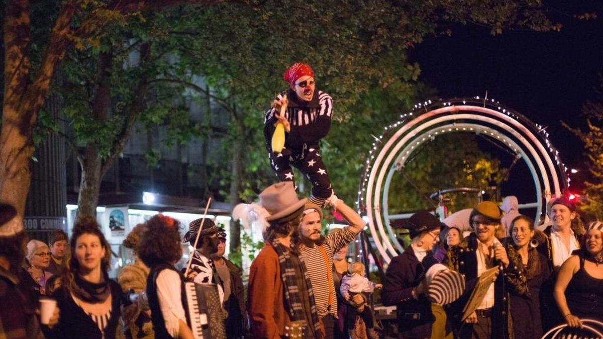 Revelers enjoy a recent Night Market in Bellingham.