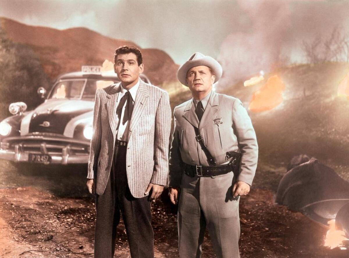 Gene Barry stars as Clayton Forrester, a scientist who finds himself in the midst of a Martian invasion, and Walter Sande portrays Sheriff Bogany in the 1953 cult sci-fi film “The War of the Worlds,” showing at noon Saturday at Pickford Film Center.