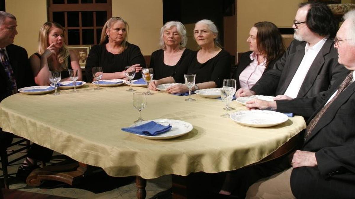 Actors in Bellingham Theatre Guild’s production of “August: Osage County” await their dinner, compliments of one of Bellingham’s restaurants. The play runs April 22-May 8.