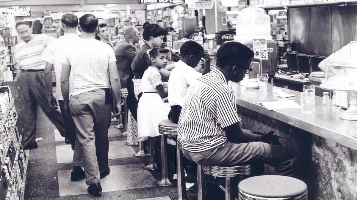 This sit-in at Katz Drugstore in Oklahoma City in August 1958 is featured in Julia Clifford’s award-winning documentary, “Children of the Civil Rights,” for which she won a Bellingham Mayor’s Arts Award.