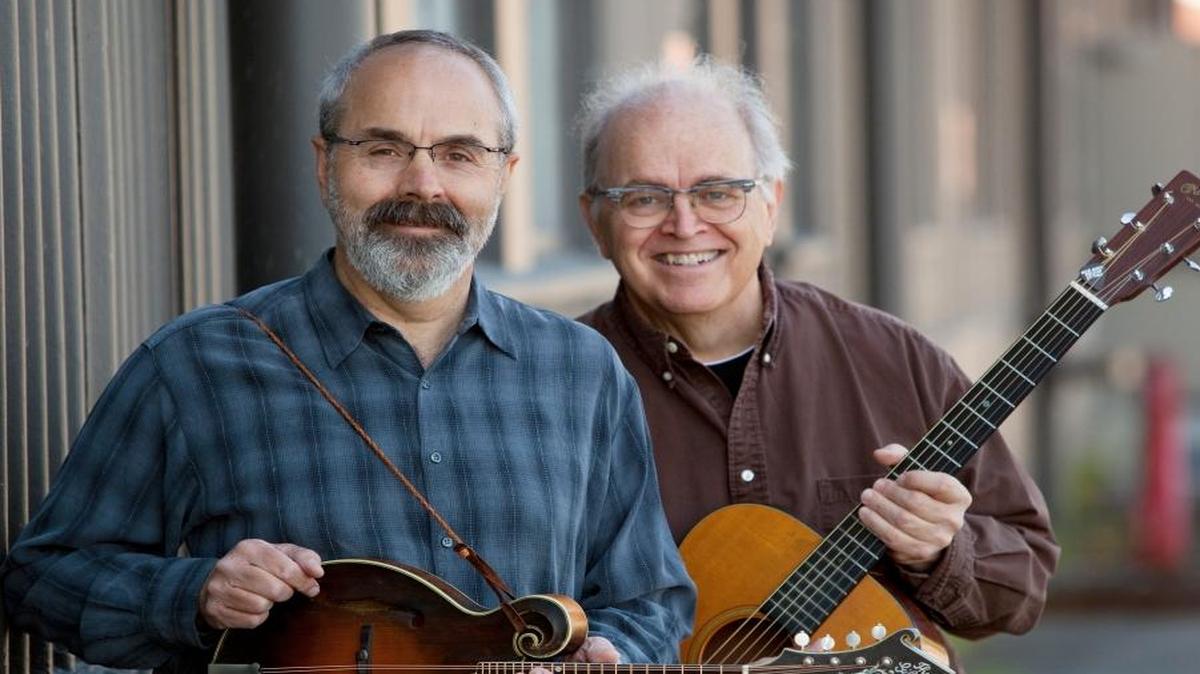 John Reischman, left, and John Miller perform Saturday, Jan. 16, at Lynden’s Jansen Art Center.