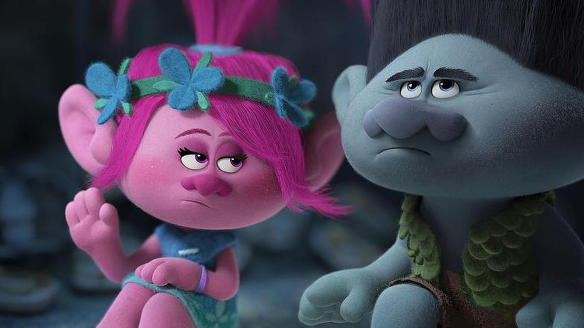 Poppy (voiced by Anna Kendrick) offers Branch (Justin Timberlake) a suggestion in “Trolls.”