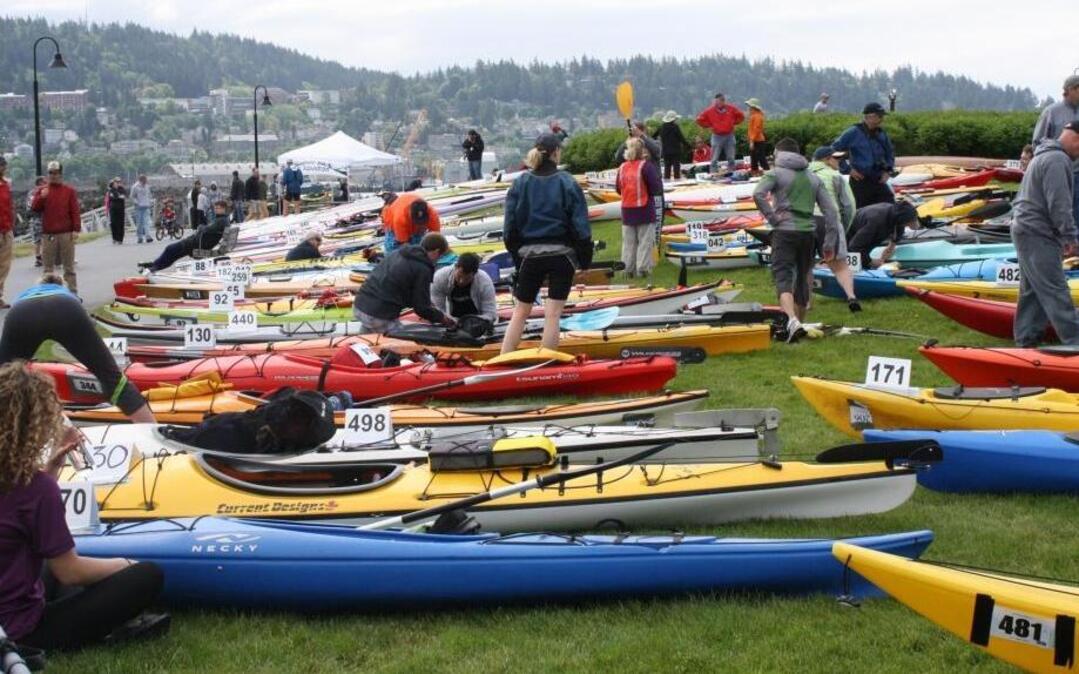Kayakers await their handoff in the 2012 Ski to Sea Race. The 2016 event is May 29.
