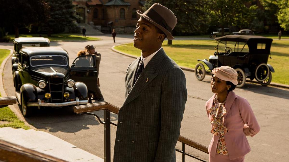 Stephan James, left, plays Jesse Owens and Shanice Banton is Ruth Solomon in Stephen Hopkins’ “Race,” a Focus Features release.