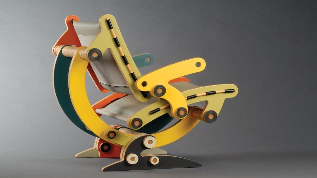 
Kenneth Smythe’s “Synergistic Synthesis” chair is displayed at “The Art of Seating” at WWU’s Western Gallery.
