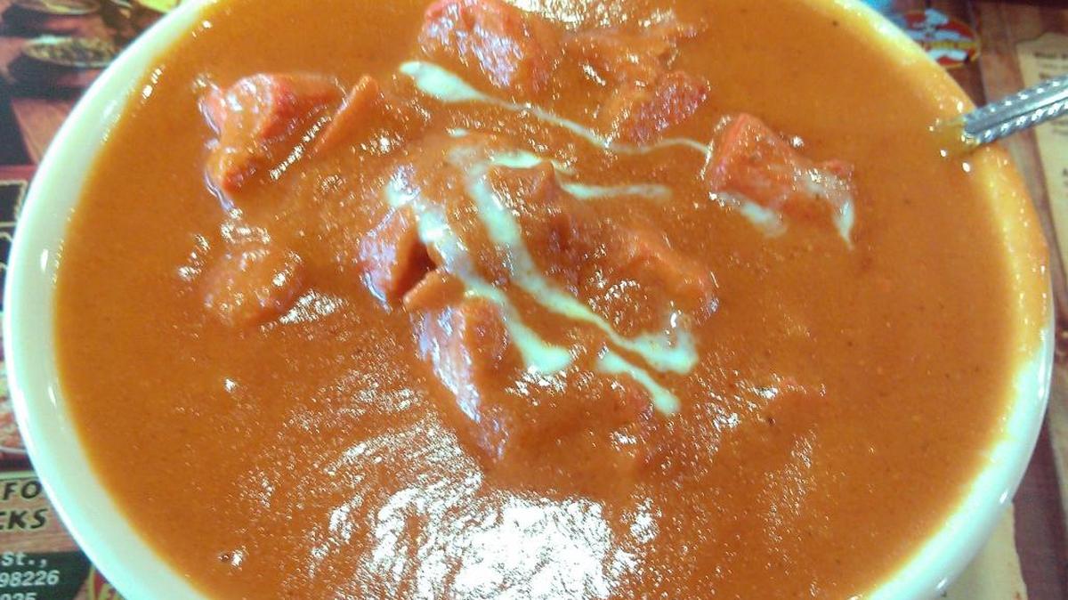 Butter chicken rice bowl at Punjabi Junction in Bellingham.