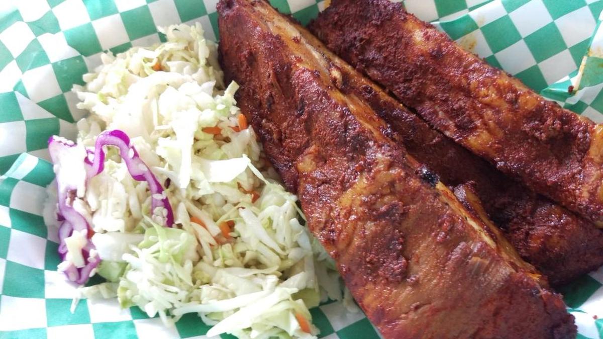 Pork ribs and sesame coleslaw from Bare Bones BBQ in Bellingham.