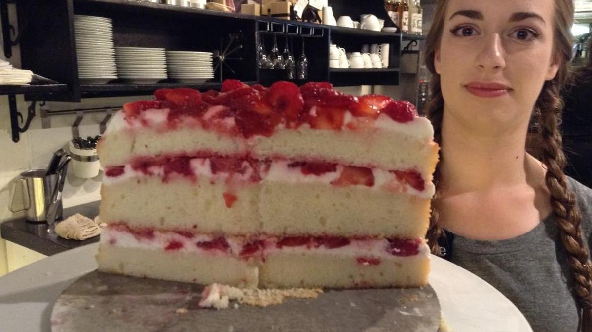 Grace Hiegel shows a Berry Shortcake from Pure Bliss Desserts in Bellingham.