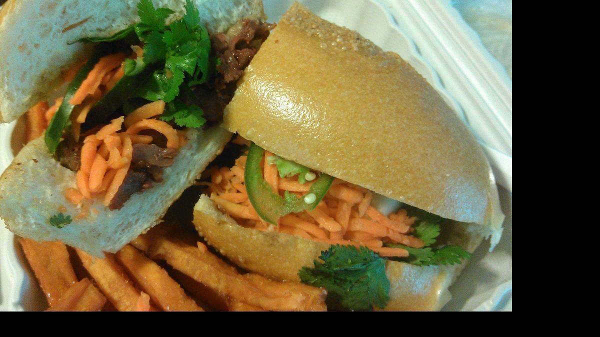 
Grilled lemongrass beef bánh mì from Soy House Restaurant in downtown Bellingham.
