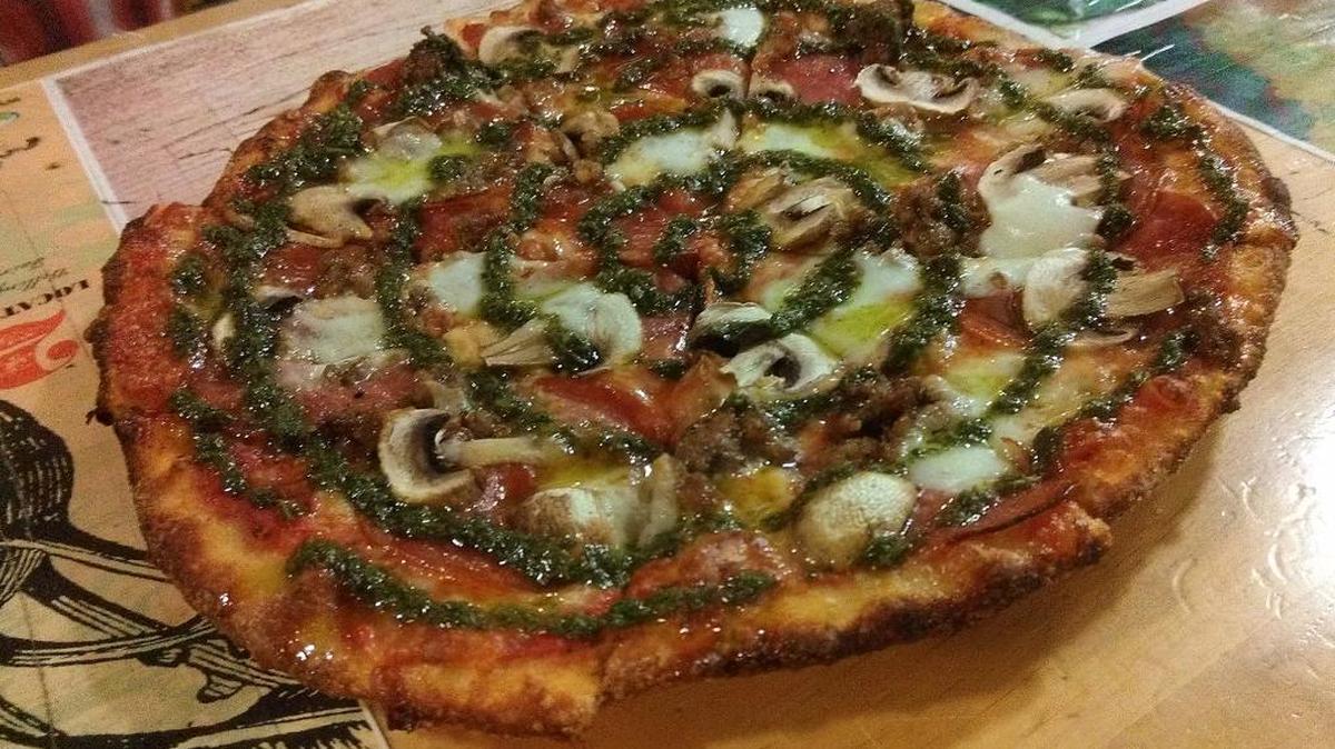 Marlon Brando pizza with basil drizzle at Greene’s Corner in Bellingham