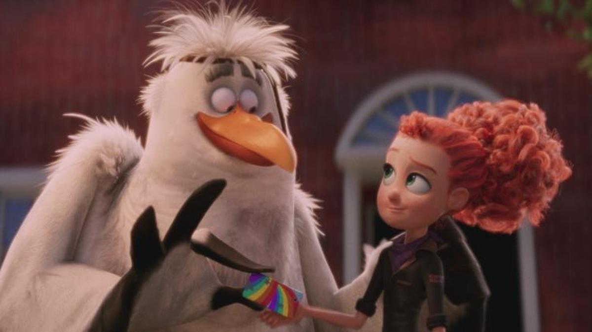 Jasper is voiced by Danny Trejo and Tulip voiced by Katie Crown in the animated adventure “Storks.”