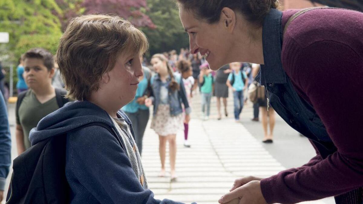 Jacob Tremblay plays Auggie and Julia Roberts is his mother Isabel in the movie “Wonder.”