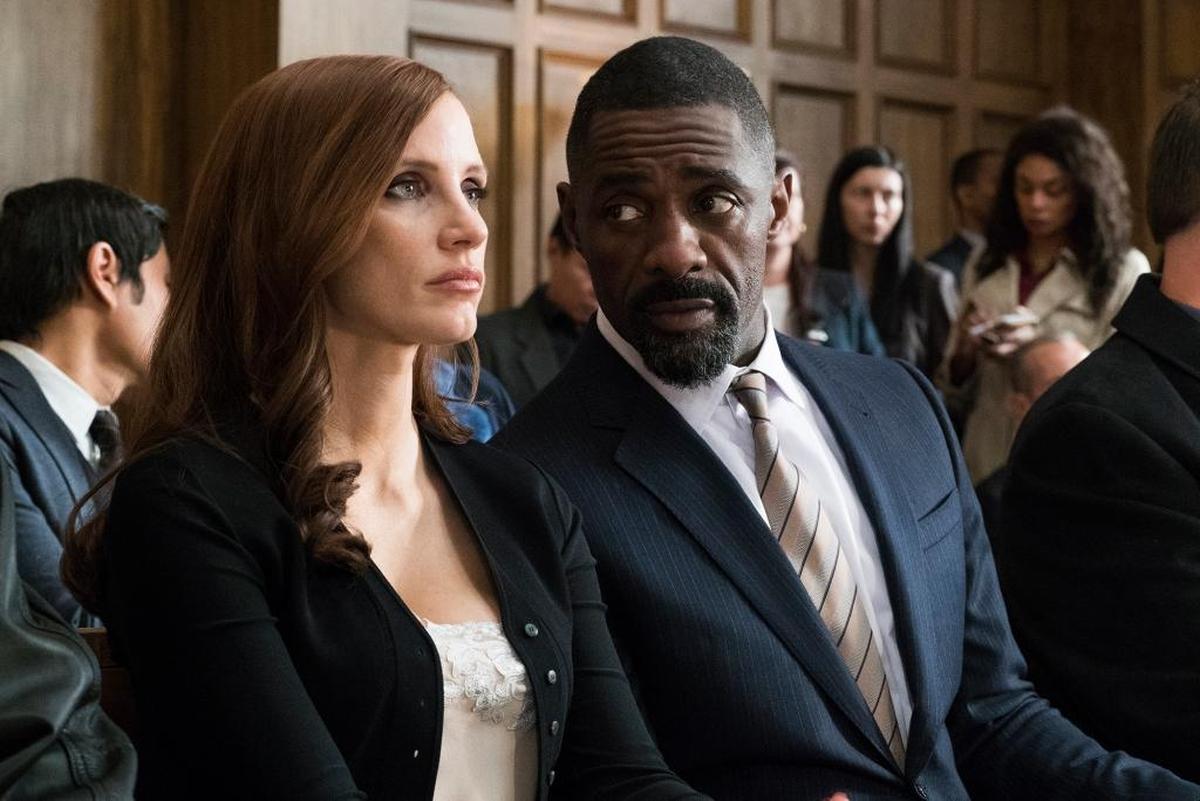 Jessica Chastain and Idris Elba in “Molly’s Game.”