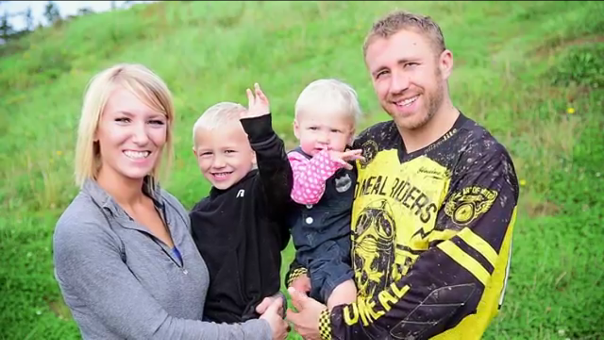 Danny Brocker, here with his wife Lindsay Trottner and family, was jailed in June 2020 after he refused to recognize Whatcom County required him to have a conditional-use permit to keep riding motocross bikes on his rural property east of Ferndale.