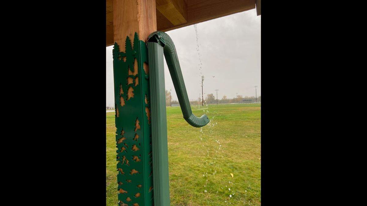 Vandals damaged a downspout on a picnic shelter at Star Park Saturday-Sunday, Oct. 29-30, in Ferndale.