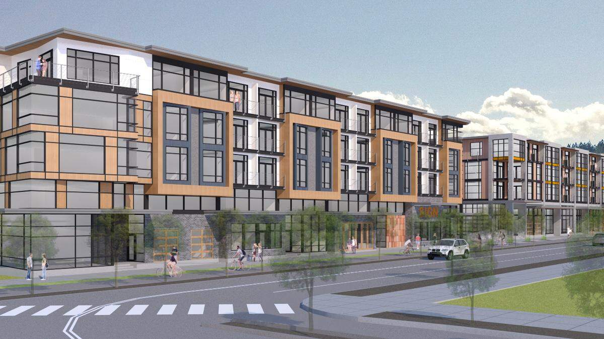 An architectural rendering of a proposed mixed-use development on Granary Avenue, along Bellingham’s waterfront. A public meeting is being held Oct. 10 to introduce the project and answer questions.