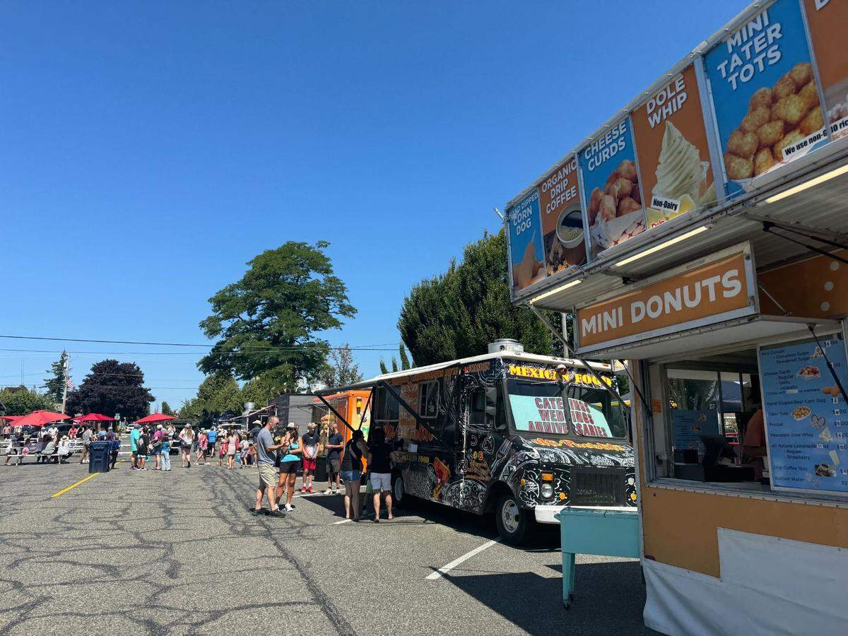 The food court at The Northwest Raspberry Festival in downtown Lynden, Wash. on Friday, July 19, 2024.