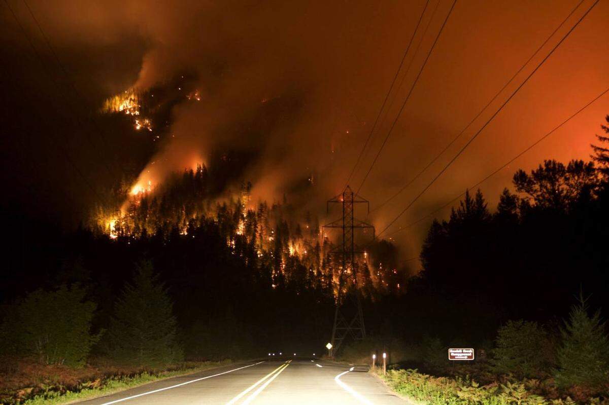 The Goodell Fire as seen from Highway 20, east of Newhalem, on Aug. 10, 2015.