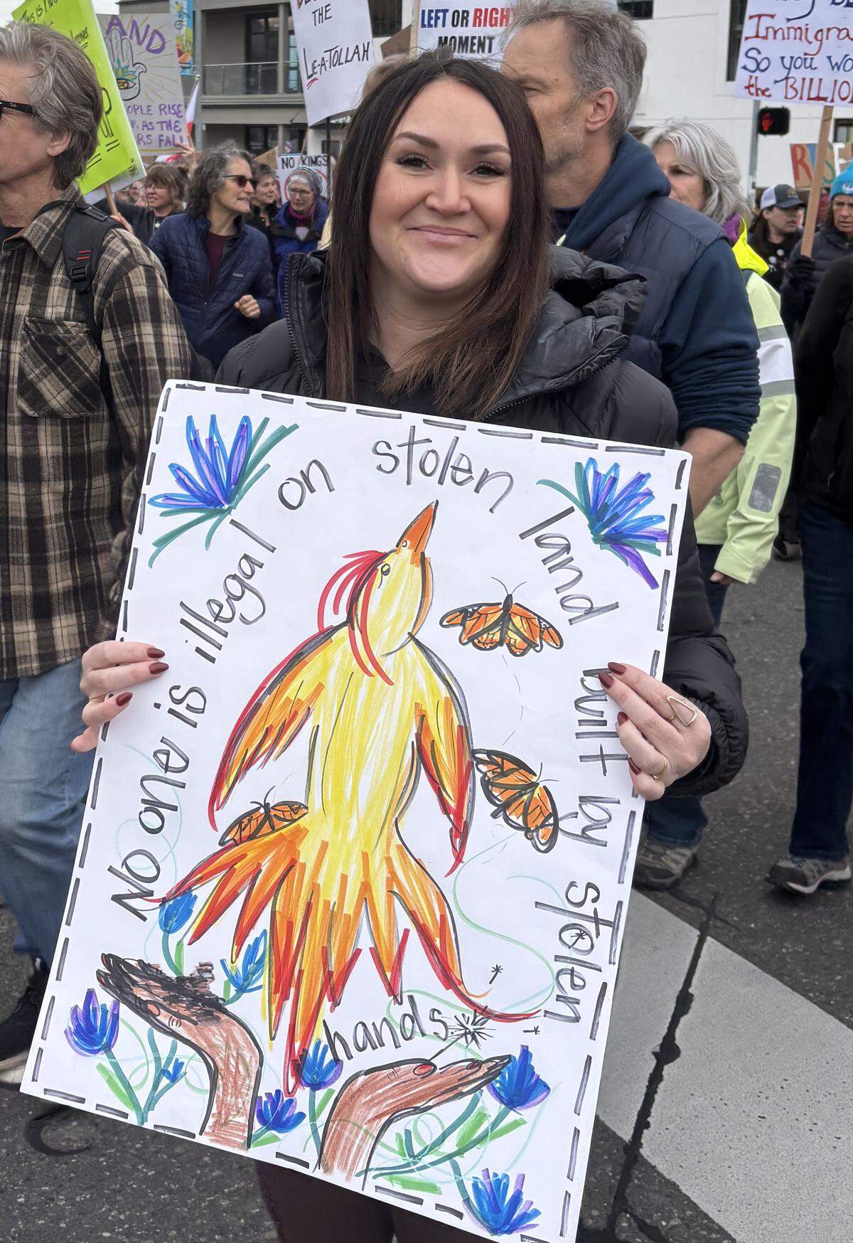 Leah Herrera at Bellingham’s No Kings rally March 28, 2026.
