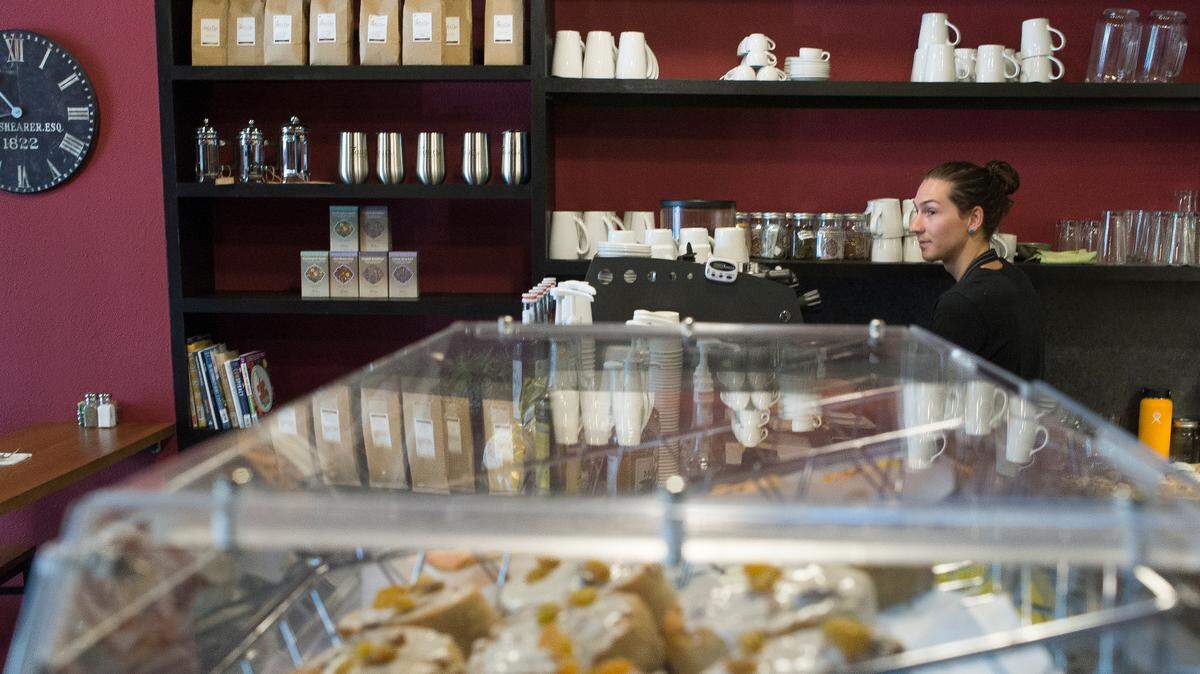 Oliver Venablerose makes an espresso drink for a customer at The Wild Oat Bakery and Cafe in 2018 in Bellingham, Wash.