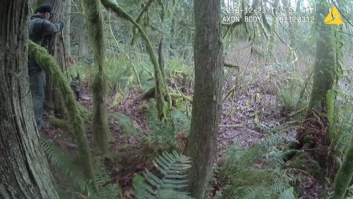 Bellingham Police Department bodycam footage shows the search for and arrest of a machete-wielding man in Arroyo Park in Bellingham on Dec. 23, 2018.