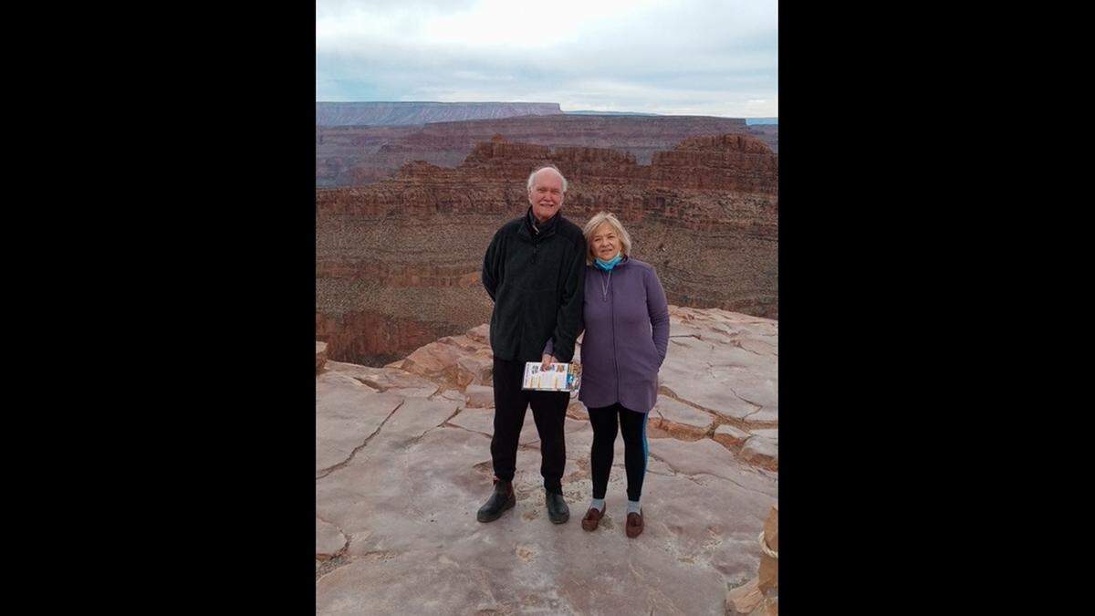 Julie Montague-Ayers and Roy Ayers stand together at the Grand Canyon in January 2022. Montague-Ayers was found dead on Sunday, April 2, after being missing for almost a month in Maple Falls.