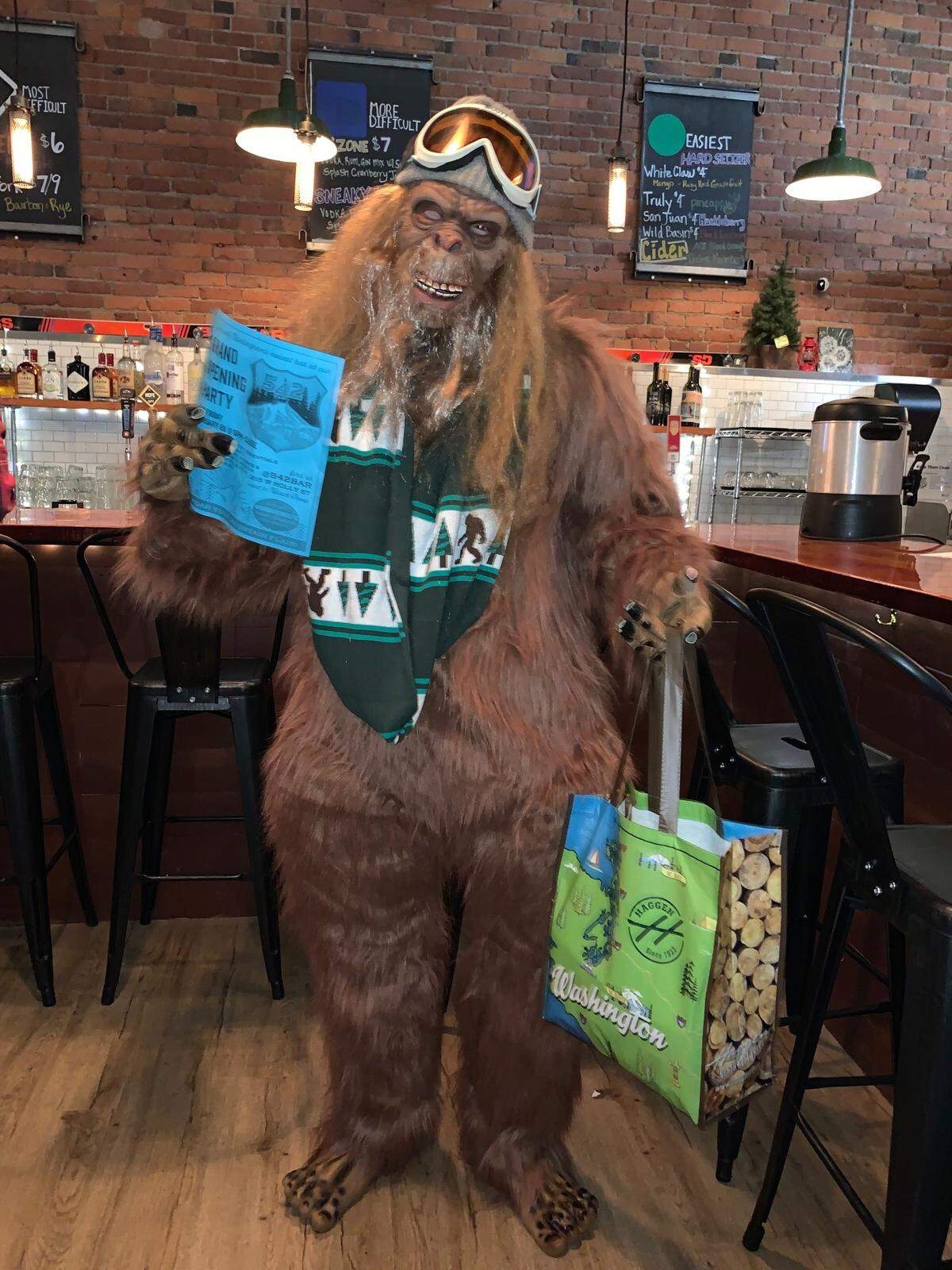 The downtown Bellingham bar 542 opened in late February and will have Sasquatch around town, handing out flyers and promoting the establishment.
