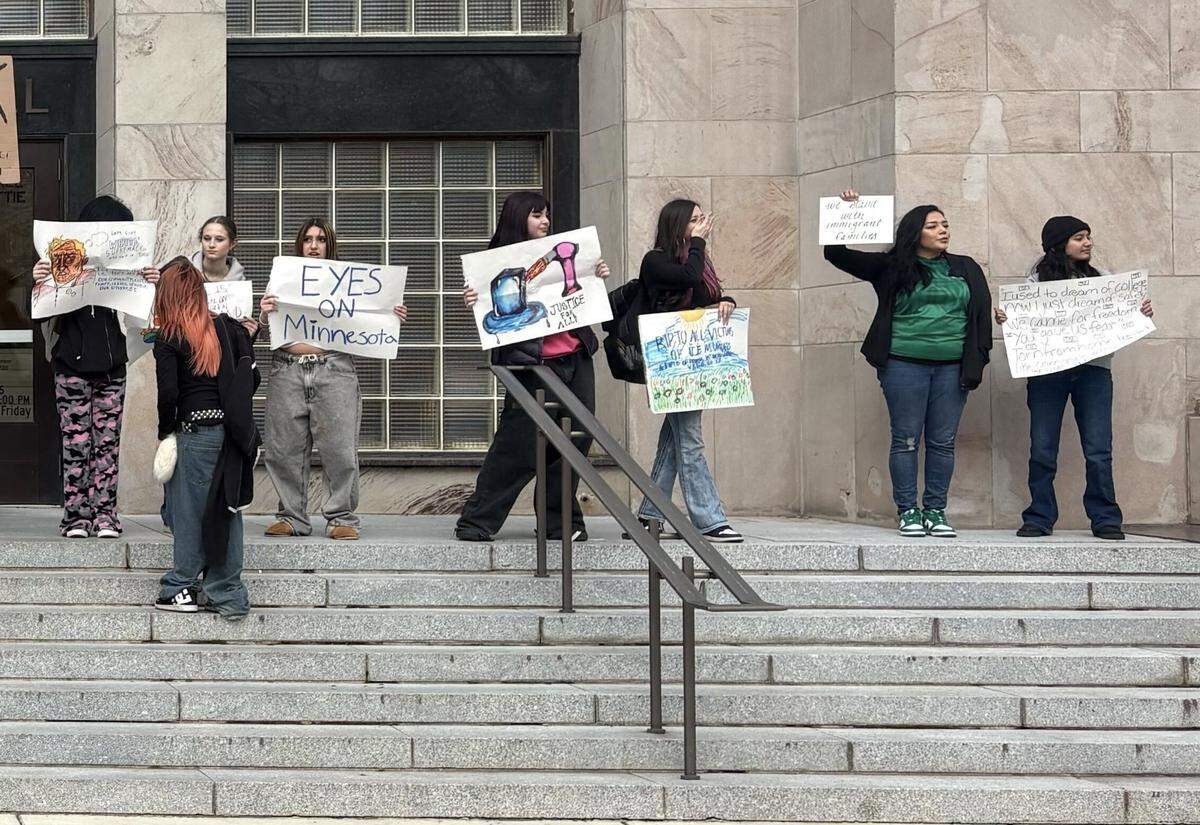 Students of several Bellingham high schools walked out of classes on Friday and marched downtown to City Hall.