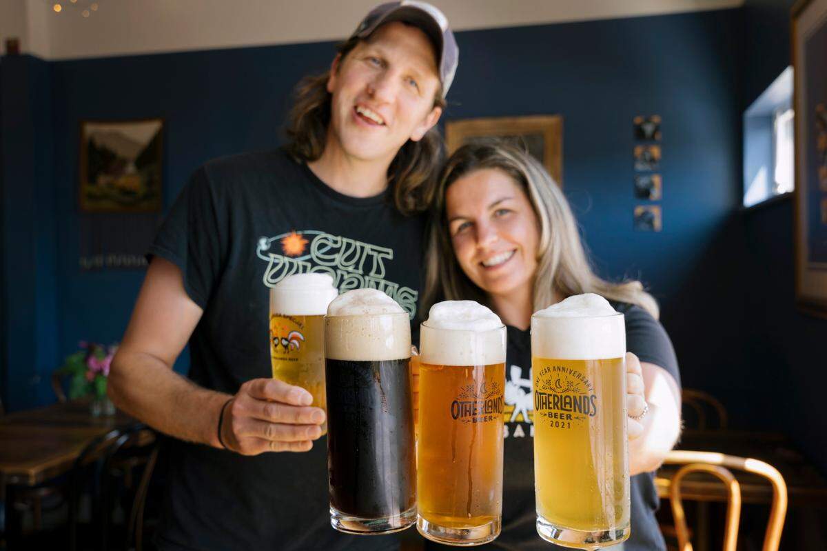 Otherlands co-owners, Ben Howe (left) and Karolina Lobrow (right) at Otherlands Beer at 2121 Humboldt St. in Bellingham.