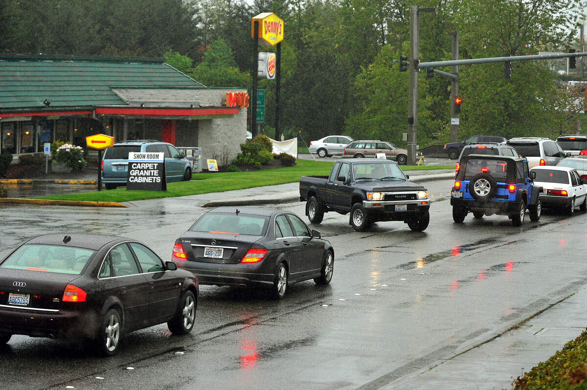 A driver makes a left turn on Telegraph Road during rush hour in May 2011 in Bellingham. A study released Thursday morning by QuoteWizard rates Bellingham the fifth safest driving city in the Evergreen State.