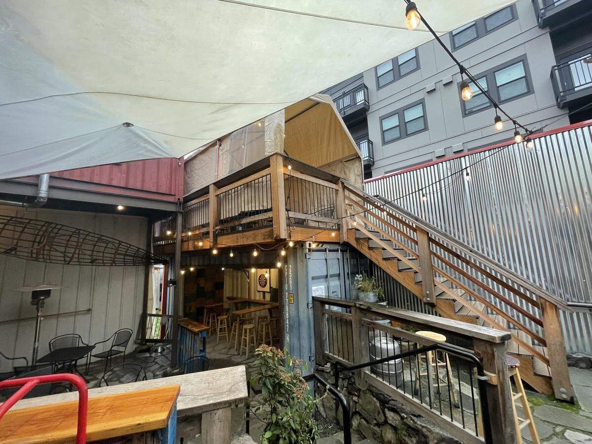 Stones Throw Brewing Co., on Thursday, Jan. 26, 2023, in Bellingham, Wash., has a covered patio and a vacation rental unit.