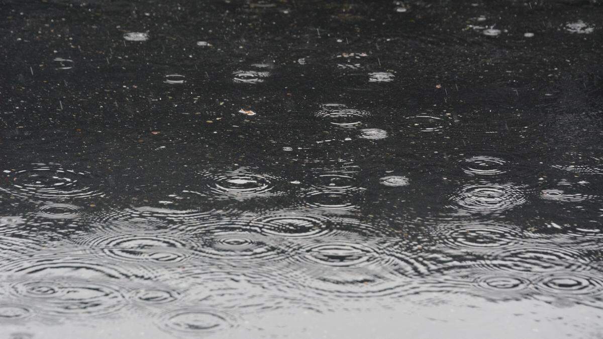 Rain pools in a Bellingham parking lot.