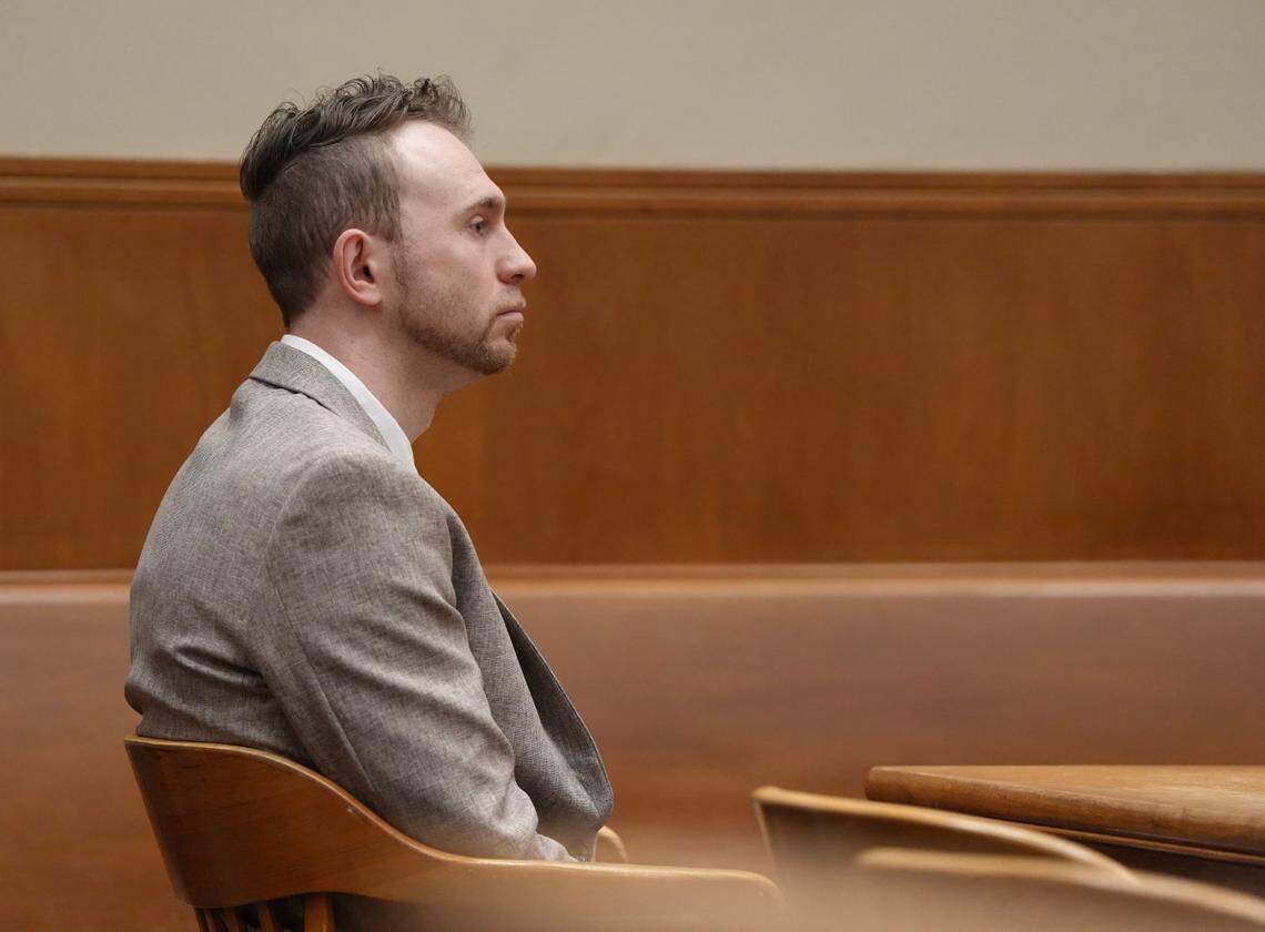 Alexander Vanags of Arlington appears in Whatcom County Superior Court on April 9, 2025, in Bellingham. 