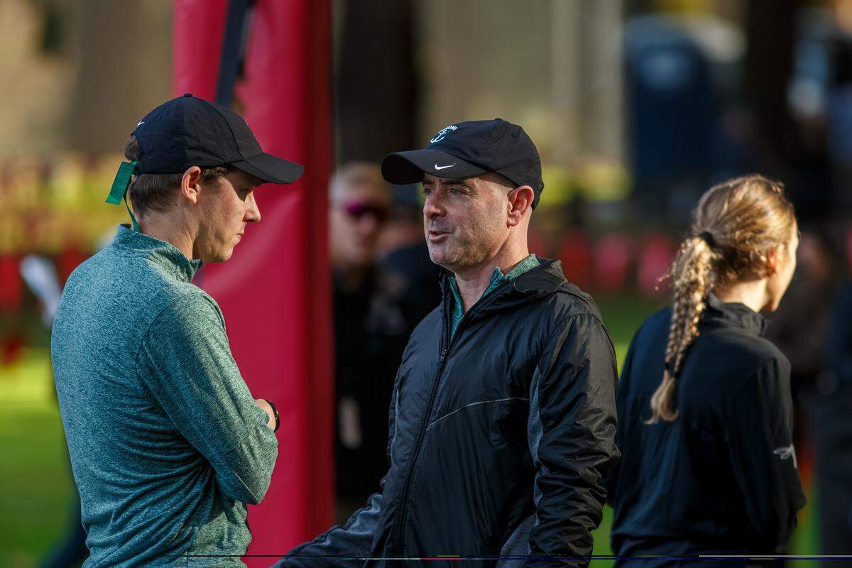 Coach Kevin Ryan of Sehome, right, talks with assistant coach Conner Johnsen. Ryan was recently recognized as one of the top high school coaches in the country.