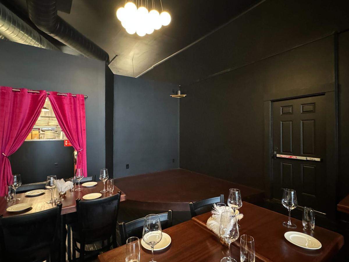 The stage at Sugar & Co. in Fairhaven.